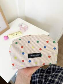 AGG 絲絨彩色波點大容量化妝包女用，內袋，便攜旅行盥洗包，手提包，多功能保養品收納包，衛生棉收納包，送給媽媽/女友的禮物，學生筆袋 - 彩色 - 查看 6