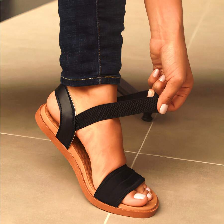 ALLEAN Flat Sandal With Elastic - 黑蜂巢 - 查看 1