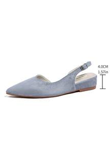 1 Pair Women's Light Blue Buckle Pointed Toe Closed Toe Low Chunky Heel Sandals, Elegant Commuter Style, Comfortable Fashionable Versatile Spring Summer High Heels - Baby Blue - View 6