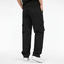 PLANET Pantalones Cargo Hombre 100% Algodón - Corte , Ajuste Holgado, Cintura Elástica y Cómodo |   Ideales para el Día a Día, Senderismo y Actividades Exteriores |   Versátil y Casual - Negro - Ver 5