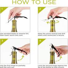 Professional Waiters Corkscrew Wine Key, Heavy Duty Stainless Steel Bottle Opener With Foil Cutter, Ergonomic Black Grip For Sommelier Bartender Gift - View 5