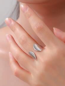 LIKGREAT 1pc Fashion Women's Stainless Steel Starfish Shell Open Ring, Unisex Minimalist Versatile Accessory, Niche Exquisite Daily Wear, Great Gift - Ocean Series - View 5