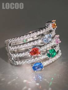 1 pièce Bague charmante en zircone cubique, convient aux femmes, convient pour le mariage, les fiançailles, l'anniversaire, le cadeau de la Saint-Valentin - 1# - Voir 3