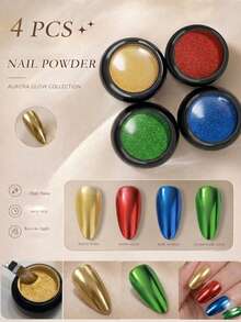 4 Colors Metallic Nail Powder Set Y2K Mirror Gold Silver Decorative Matte Glitter Nail Art Accessories - Multicolor - View 7