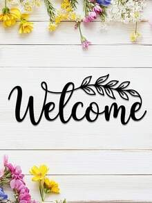 Artistic Font Metal WELCOME Welcome Sign Wall Hanging, Indoor/Outdoor Universal Iron Art Decorative Hanging Plaque, Home Living Room Kitchen Office Yard Garden Outdoor Wall Decor - Multicolor - View 4