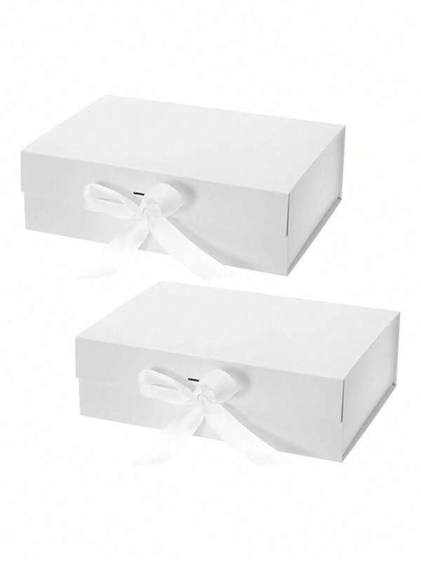 2pcs Foldable Gift Boxes, Lightweight Collapsible Gift Packaging Boxes, Multi-Purpose Packaging Containers, Suitable For Weddings, Birthdays, Holiday Party Favors, Home And Friends Gift Supplies