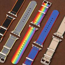 Multicolour Nylon Smartwatch Band Compatible With Apple Watch 11-1 SE Ultra 3 2 1 Compatible With Apple Watch 38/40/41/42/44/45/46/49mm Men Casual Strap - Mouldless - View 4