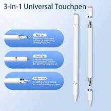 3-In-1 Universal Stylus Pen: Ballpoint Pen + Gaming Stylus + Drawing Pen, Compatible With Phone, Tablet And Computer, No Charging Required, Wear-Resistant Tip, Smooth Writing Without Scratching Screen - 3-in-1 Stylus - View 1