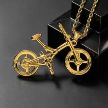 Stainless Steel Personalized Hip-Hop Style 18K Gold-Plated Bicycle Necklace Pendant Suitable For Men Women Daily Wear Street Couple Jewelry - Gold - View 3