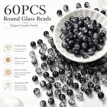 60pcs/100pcs 8mm Dual-Color Gradient Crackle Glass Beads, Cracked Texture Aesthetic Beads, Loose Pre-Drilled Round Beads For Handmade Crafts, Suitable For Jewelry Making, DIY Bracelets, Phone Chains, Necklaces, Earrings, Keychains, Bag Accessories And More - Multicolor - View 10