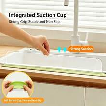 1pc Suction Cup Sink Splash Guard, Raised Splash Guard, Suitable For Kitchen Dishwashing, Home Kitchen Accessory - Multicolor - View 4