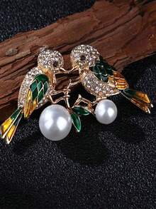 1 Pair Magpie Brooch, High-End Fashion Creative Pin, Versatile Clothing Accessory - Gold - View 1