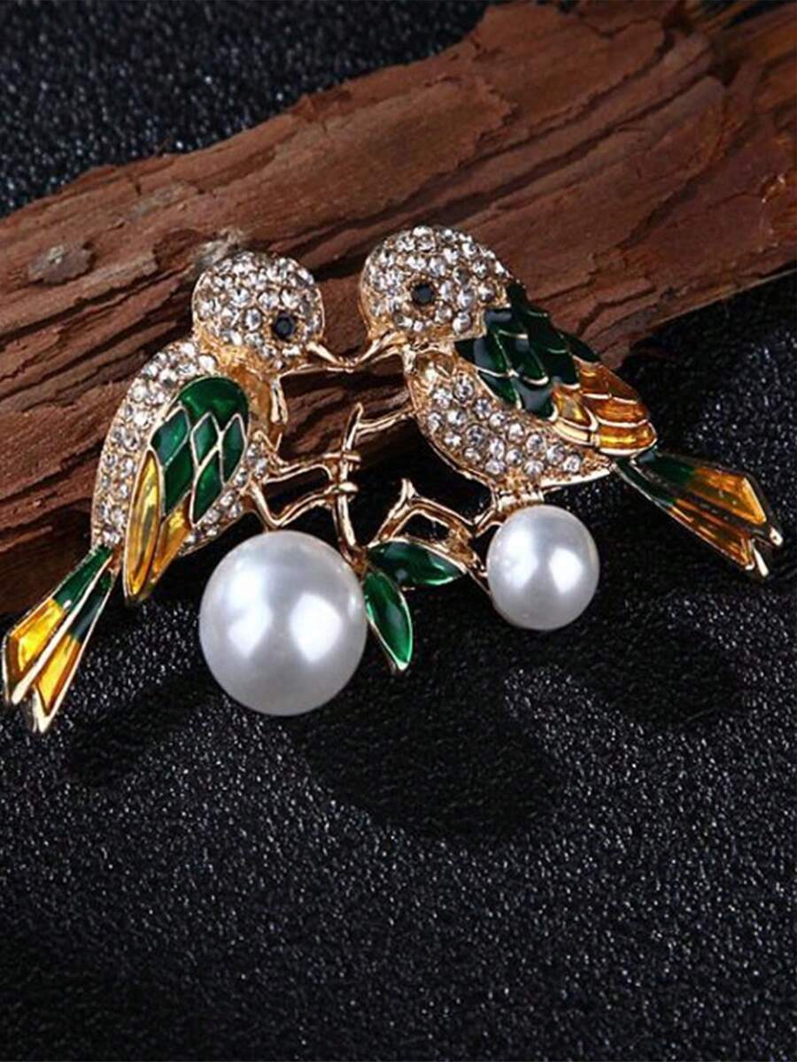 1 Pair Magpie Brooch, High-End Fashion Creative Pin, Versatile Clothing Accessory - Gold - View 1