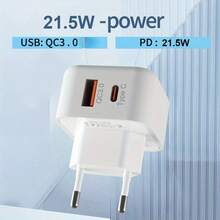 Kepala Pengisi Daya Cepat USB-A+C 20W QC3.0+Type C, Kompatibel dengan iPhone 15/15 Pro Max/15 Pro/15 Plus/ Pro, untuk S23/ S22/ S21/ 7/8 Pro. - View 2