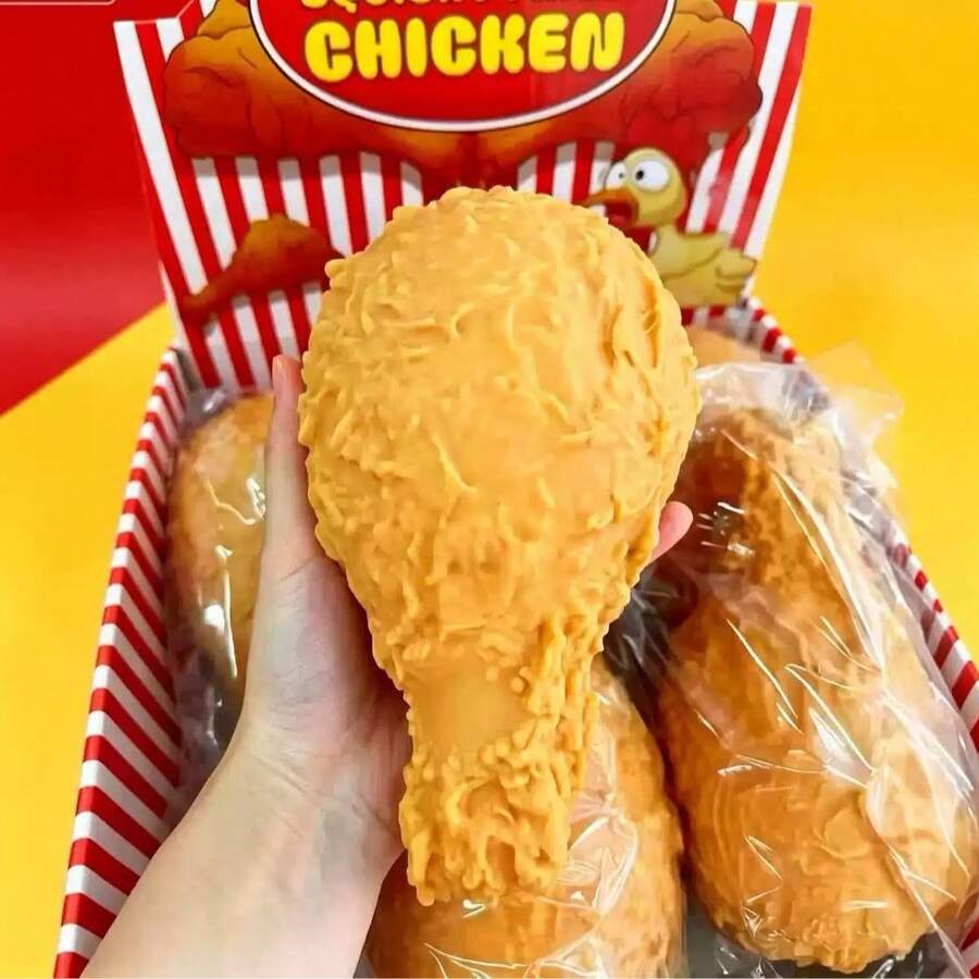 Cross-Border Hot-Selling Realistic Chicken Drumstick Stress Relief Squeeze Toy, Rebound Block, Satisfying To Squeeze - Multicolor - View 1