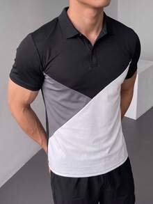 ZYNTH BALENO Men's Summer Fashion Digital Print Short Sleeve POLO Shirt, Suitable For Gym, Outdoor Sports - Black - View 3