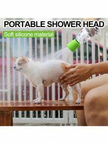 1pc Random Color Innovative Silicone Pet Shower Head, Portable Pet Grooming Spray Nozzle, Multi-Functional Dog Bathing And Outdoor Drinking Accessory, Silicone Shower Head, Dog Shower Spray Nozzle, Outdoor Pet Cleaning Supplies - Multicolor - View 7