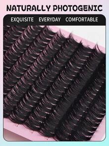 280pcs, 14 Rows, Cluster-Style False Eyelashes, Mixed Length Ranging From 8 To 16 Mm, 3D Russian-Style Voluminous Individual False Eyelash Clusters, Black False Eyelashes For Makeup Use. - 查看 7