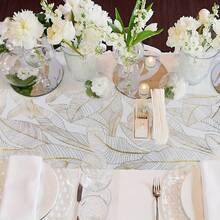 1pc 28*275/500cm 11.02*108.27/196.85inch Gold Leaf Transparent Table Runner - Luxurious Gold Leaf Pattern, Elegant Wedding And Dining Table Decor, Suitable For Parties, Events And Home Decoration. - View 8