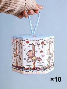 10pcs Creative Carousel Theme Wedding Favor Gift Boxes, Suitable For Newlyweds, New Parents And Party Planners; Perfect For Packaging Wedding Favors, Full Moon Celebration, First Birthday And Other Birthday Gifts - Multicolor - View 20