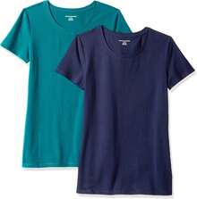 Camiseta de manga corta con cuello redondo de corte clásico  Essentials para mujer - Avena Mezcla/Verde Oliva - Ver 23