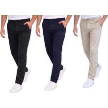Holstone Pack 3 Pantalones Estilo Chino de Gabardina Premium Hombre - Uso Casual y Oficina Moda Caballero - Pantalón de Algodón. - Negro - Caqui - Arena - Ver 22