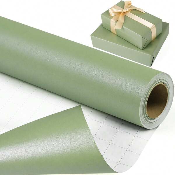 1 Roll Sage Green Gift Wrapping Paper, Matte Kraft Paper Gift Wrapping Paper, Solid Color Wrapping Paper, Birthday Gift Wrapping Suitable For Valentine's Day, Easter, Wedding Party, New Year Gift, Christmas Gift Wrapping Paper, Happy Theme, Bridal Shower, Birthday, Baby Shower