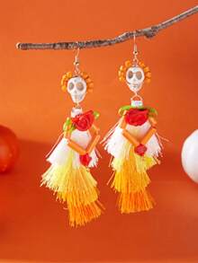 1 Pair Halloween Vintage Women's Hip Hop Punk Style Skull Skeleton Funny Colorful Ear Hooks - Multicolor - View 2