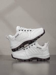 Damen Mode Sportschuhe mit dicker Sohle, atmungsaktive Schnür-Laufschuhe, dicke Sohle Outdoor Freizeitsportschuhe - Weiss - Übersicht 2