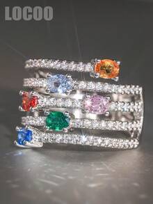 1 pièce Bague charmante en zircone cubique, convient aux femmes, convient pour le mariage, les fiançailles, l'anniversaire, le cadeau de la Saint-Valentin - 1# - Voir 1