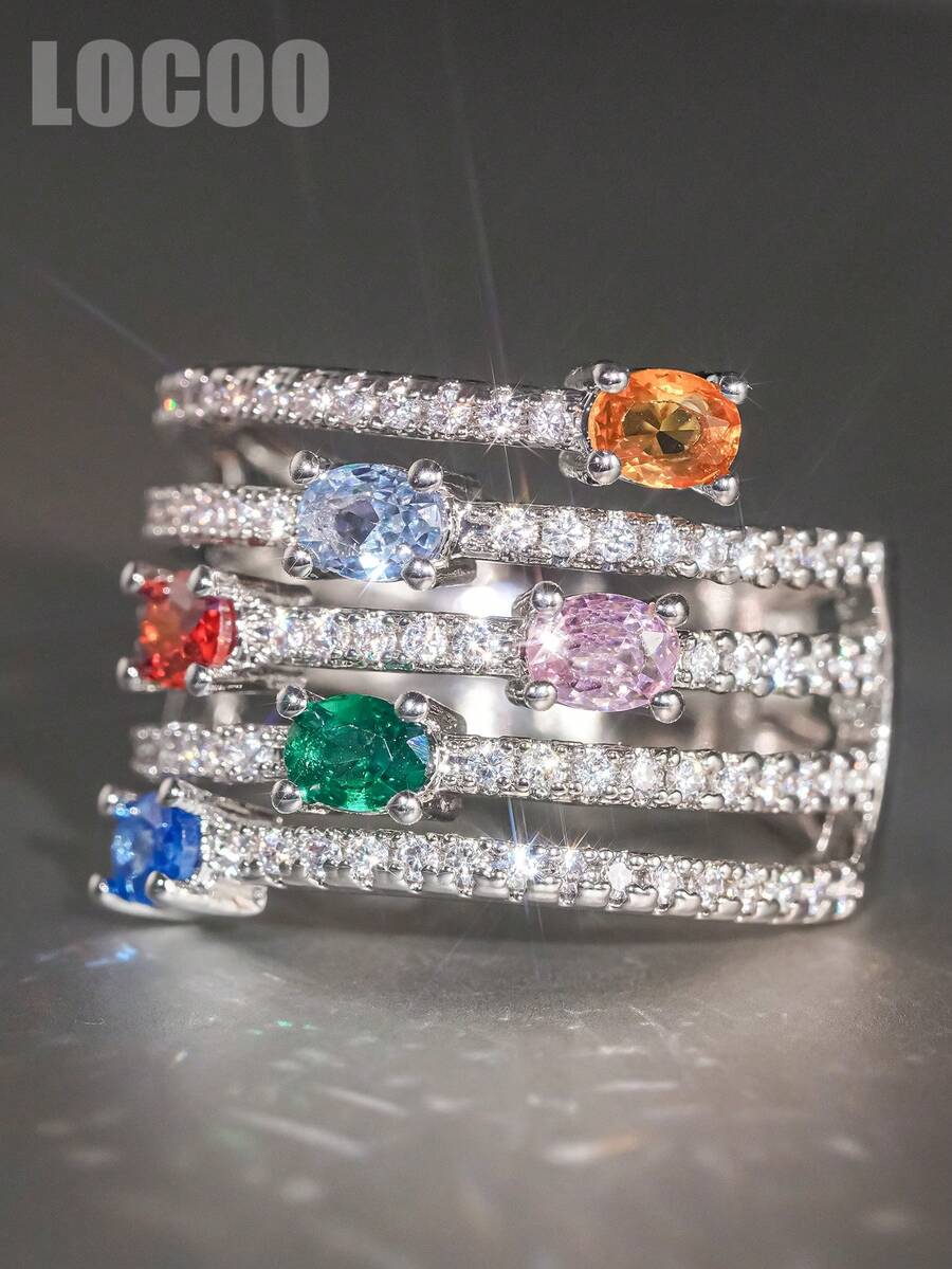 1 pièce Bague charmante en zircone cubique, convient aux femmes, convient pour le mariage, les fiançailles, l'anniversaire, le cadeau de la Saint-Valentin - 1# - Voir 1
