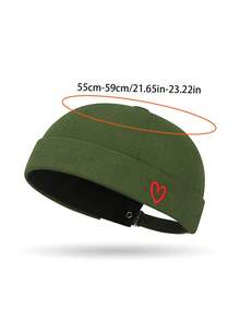 Embroidered Heart Brimless Newsboy Cap, Korean Style INS Influencer Streetwear Hip Hop Melon Cap - Watermelon Hat - View 6