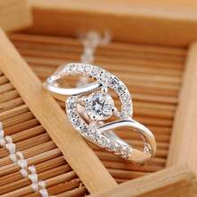 New Streetwear 925 Sterling Silver Shiny Zirconia Diamond Rings For Women Wedding Party Gifts Fine Jewelry Engagement Rings - Silver - View 2
