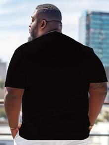Men's Summer  T-Shirt, Artistic Style T-Shirt, Casual And Comfortable Men's T-Shirt, PLUS SIZE - Black - View 2