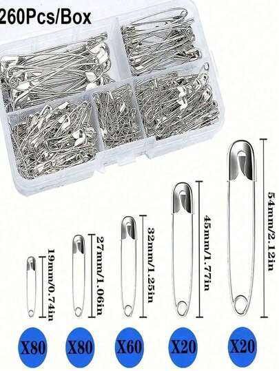 260pcs Rust-Proof Silver Head Pins DIY Sewing Accessories