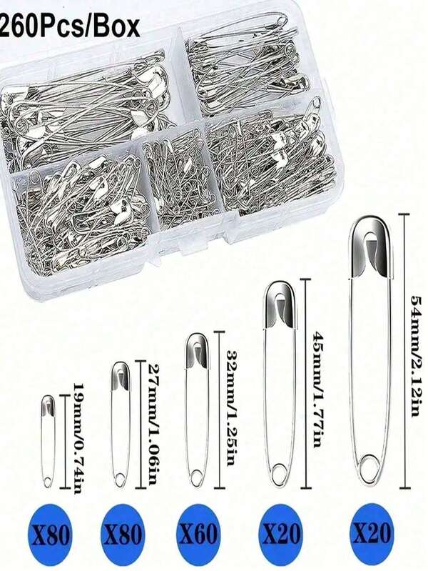260pcs Rust-Proof Silver Head Pins DIY Sewing Accessories