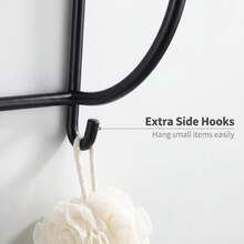 2 Towel Racks - Wall-Mounted Shelf With Hooks - Easy To Install, Space-Saving Design, Suitable For Elegant Bathroom And Kitchen Decor Multifunctional Storage | Smooth Metal Surface | Sturdy Structure, Bathroom Organization And Storage - 6pcs - [2 Shelves + 4 Hooks] - View 10