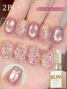 XEIJAYI 15ML 双色甜美糖果闪粉美甲凝胶套装，半永久美甲沙龙可卸UV LED美甲沙龙DIY凝胶，春夏款 - 彩色 - 查看 7