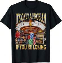 Geschenkidee für Männer: Lässige Kurzarm-T-Shirts aus Baumwolle mit witzigem Aufdruck: "Nur ein Problem, wenn du verlierst". Lustiges Spiel-T-Shirt aus 100 % Baumwolle, ideal für den Sommer. - Schwarz - Übersicht 1