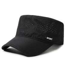 Summer Perforated Soft Top Men's Flat Cap, Water-Resistant Baseball Cap, Outdoor Sun Protection Sports Quick-Dry Baseball Cap - A - View 15