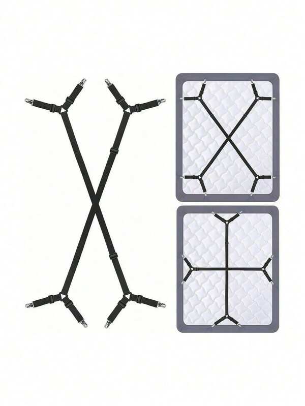 2pcs/Set High Elasticity Bed Sheet Clips, Bed Sheet Fixing Straps With Clips, Bed Sheet Suspension Straps, Bed Sheet Fastening Clips, Mattress Bed Sheet Clips, Back To School Supplies, Home Decor
