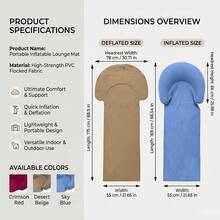 Outdoor Inflatable Pad, Outdoor Mat, Sunbathing Beach Mat With Inflatable Pillow, Portable Easy-To-Store Picnic Mat, Lightweight Moisture-Proof Mat, Non-Stick Sand Design For Clean Use Experience, Also Serves As Camping Mat - Multicolor - View 1