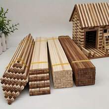 40pcs/30cm Square Bamboo Strips, Natural And Carbonized Wood Color, 30cm Long 5mm Thick Unprocessed Bamboo Wood Handmade Strips, Smooth DIY Model Making Material, Miniature Dollhouse Scene Construction, Architectural Model Building - 30cm Long - View 1