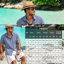 Camisas De Manga Corta con Botones para Hombre,Hombre Camisa Casual Manga Corta con Botones Ocultos,Adecuada para Playa,Trabajo,Cita. - Negro - Ver 4