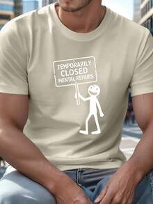Camiseta de poliéster para hombre - Casual, transpirable, de manga corta para verano, con estampado geométrico y gráfico humorístico de "Temporalmente Cerrado" para adultos. - Negro - Ver 7