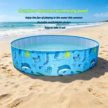 78.74 Inch Large Round Outdoor Swimming Pool, No Assembly No Inflation Portable Water Play Pool - B - View 3