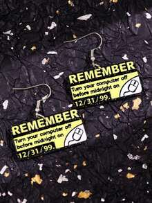 1對獨特趣味古怪精緻勵志優雅 REMEMBER 口號雛菊壓克力垂墜耳環 女款日常配戴飾品 - 彩色 - 查看 4