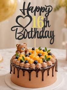 1pc Numeric & English Happy Birthday Cake Topper, Suitable For 18th, 15th, 20th, 21st, 25th, 30th, 50th, 60th, 70th Birthday Party, Wedding, Anniversary Celebration - Multicolor - View 7