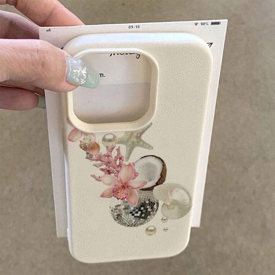 Phone Case: Haimu Decor Romantic Creative  Pattern Case, Suitable for  16 Pro Max,  15 Pro Max/14/16 Plus/15/13 Pro/12/11, Simple , Drop-Proof, Stylish Protective Cover with High Aesthetic Value - Blanco - Ver 1