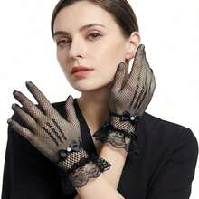 1 Pair Women's Lace Bow Touchscreen Sun Protection Gloves, Thin Anti-Slip UV Gloves, Suitable For Driving, Cycling, Daily Outdoor, Bridal Wedding Accessories - White - View 10